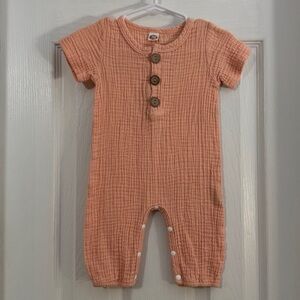 Baby Girl Peach Short Sleeve Romper